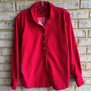 Lands' End Red Polka Dot Button-Down Shirt